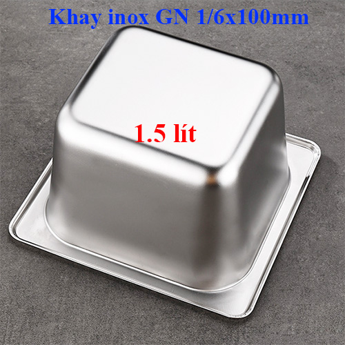Khay inox đựng thực phẩm GN 1/6 sâu 100mm