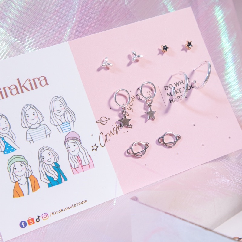 Set từ 5 đôi bông tai mini đơn giản đáng yêu