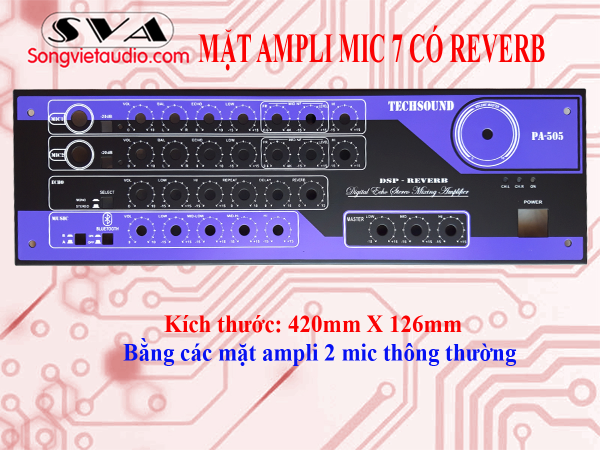 MẶT AMPLI MIC 7 VOLUME CÓ REVERB PA505