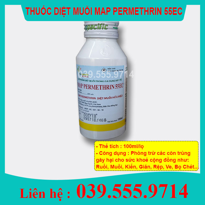 Diệt muỗi sinh học Map Permethrin 55EC hàng nhập khẩu- 100ml 100ml