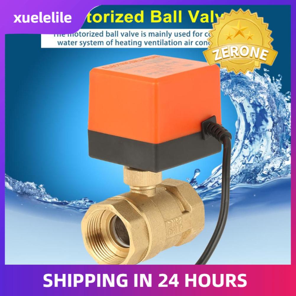 1pc ac 220v g1-1/4 dn32 2-way 3-wire 2-point control brass electrical motorized ball valve