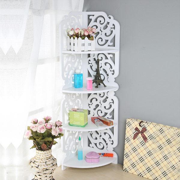 KỆ GÓC HOA VĂN TAM GIÁC 4 TẦNG BẰNG GỖ - 2427