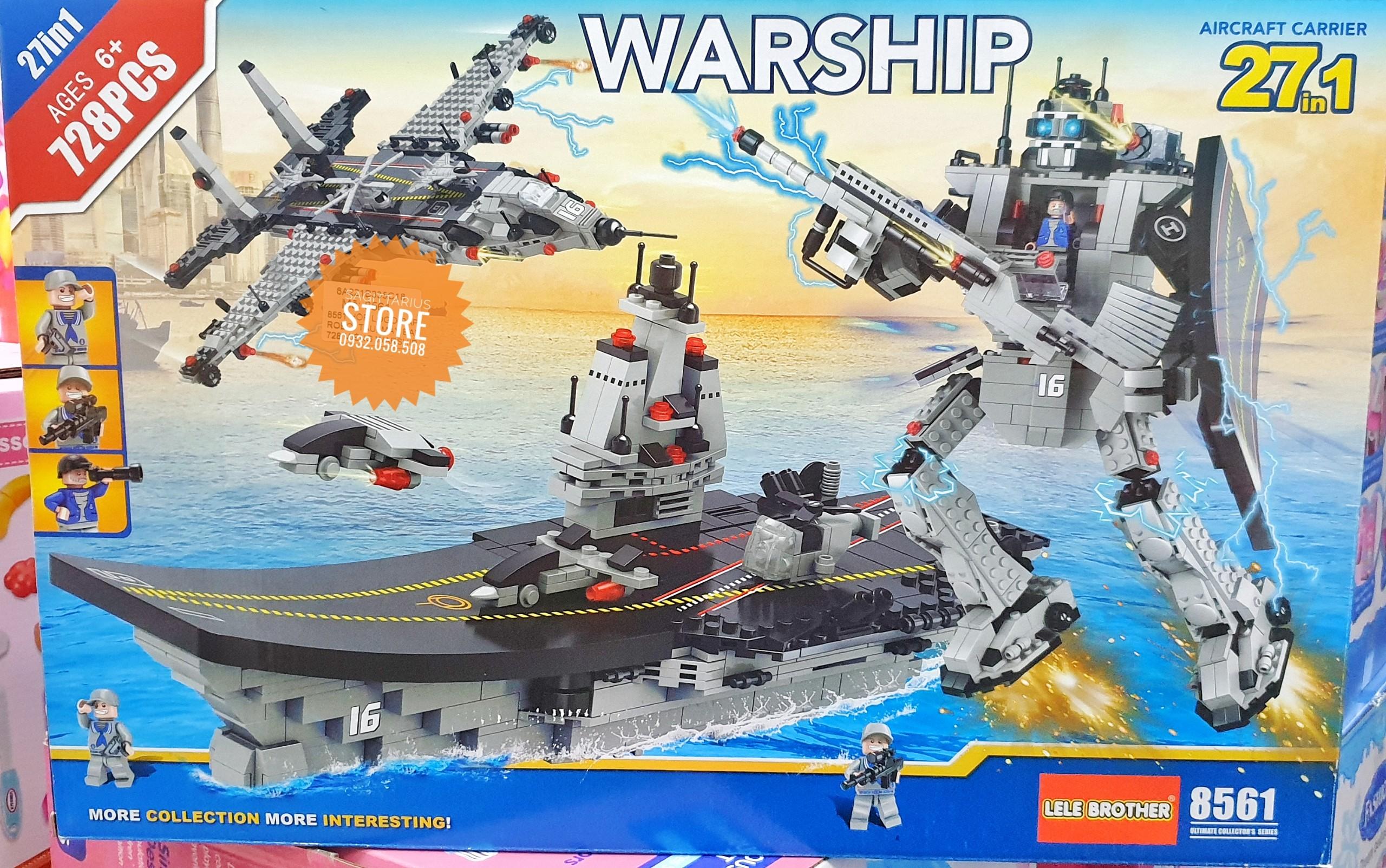 [HCM]Bộ Lego Lele Brother 8561 Lắp Ráp Robot Tàu Sân Bay & Máy Bay Chiến Đấu 27 in 1 ( 728 Mảnh )