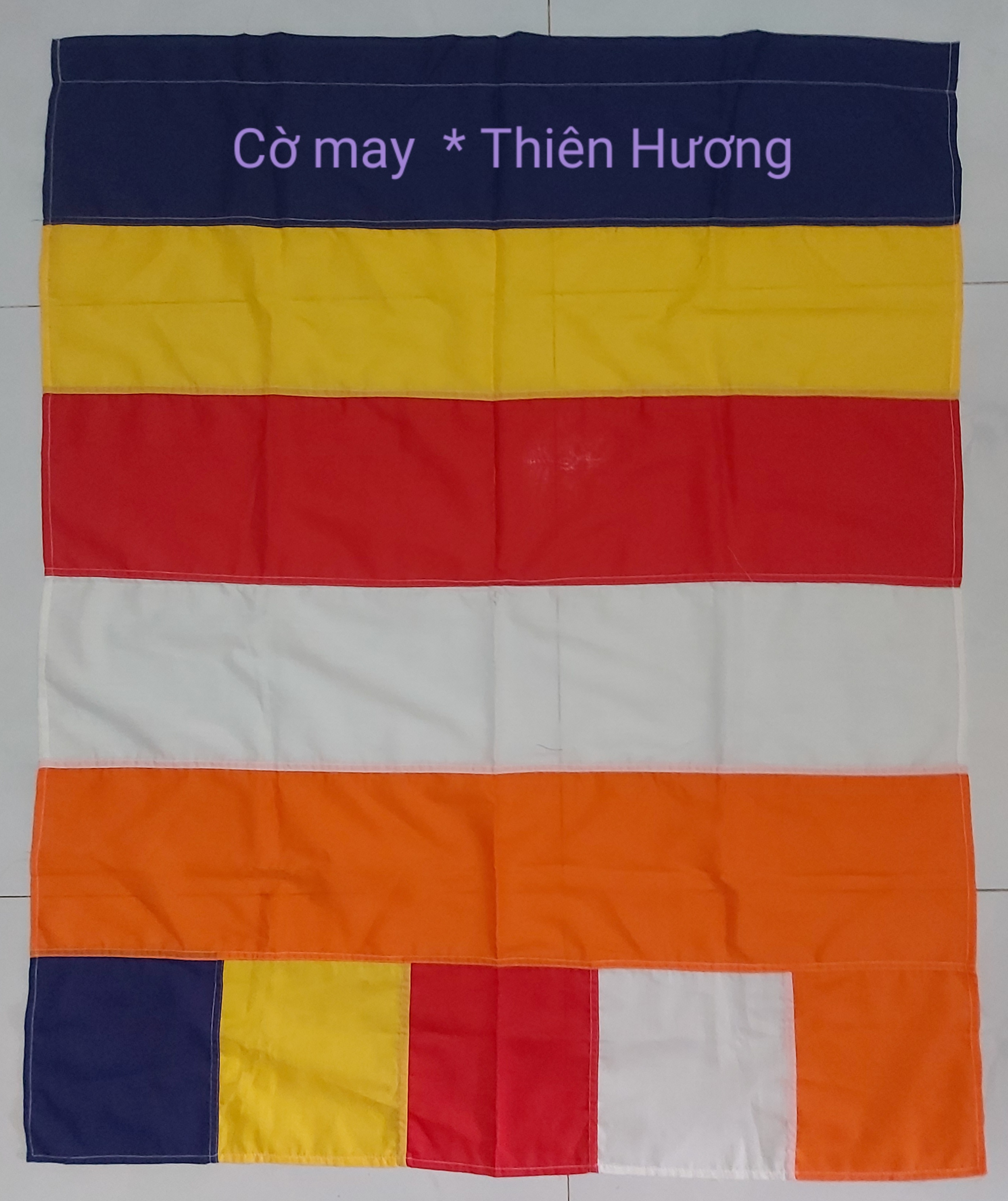 Cờ Phật giáo size 60x80 ( vải kate)