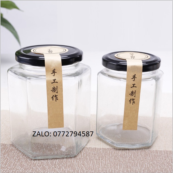 [HÀNG CHẤT LƯỢNG] Hũ Thủy Tinh Lục giác Nắp Thiết