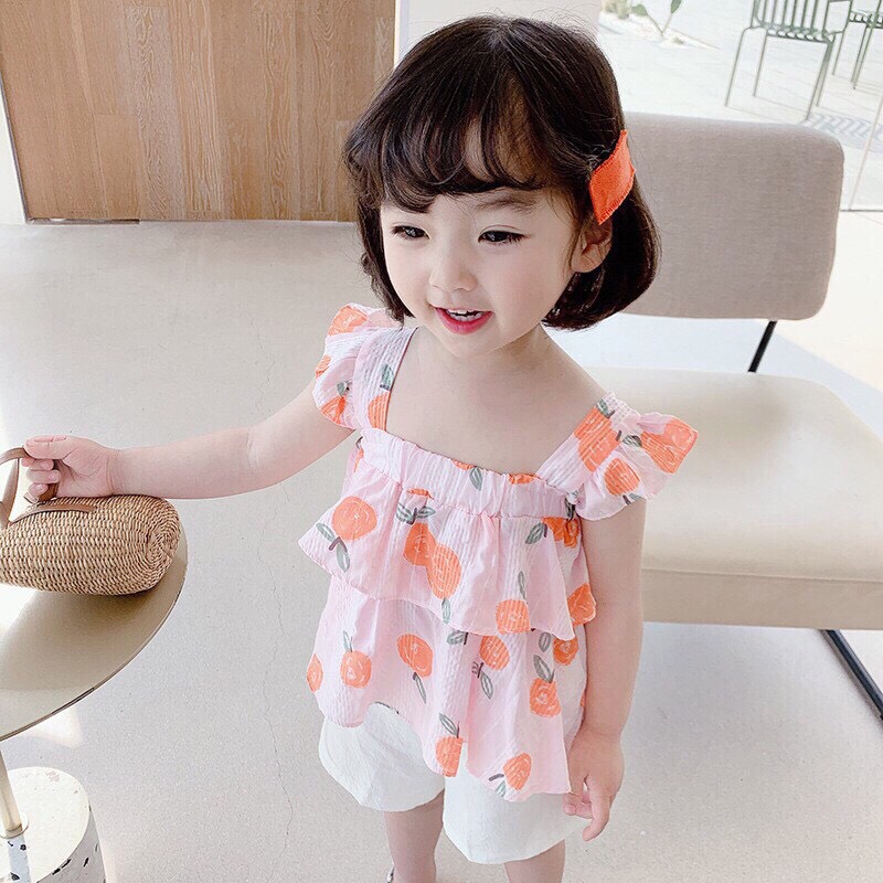 [HCM]Combo 2 bộ đồ vải đũi cao cấp 2 tầng cho bé gái size 3kg đến 20kg như hình Sale lỗ vốn