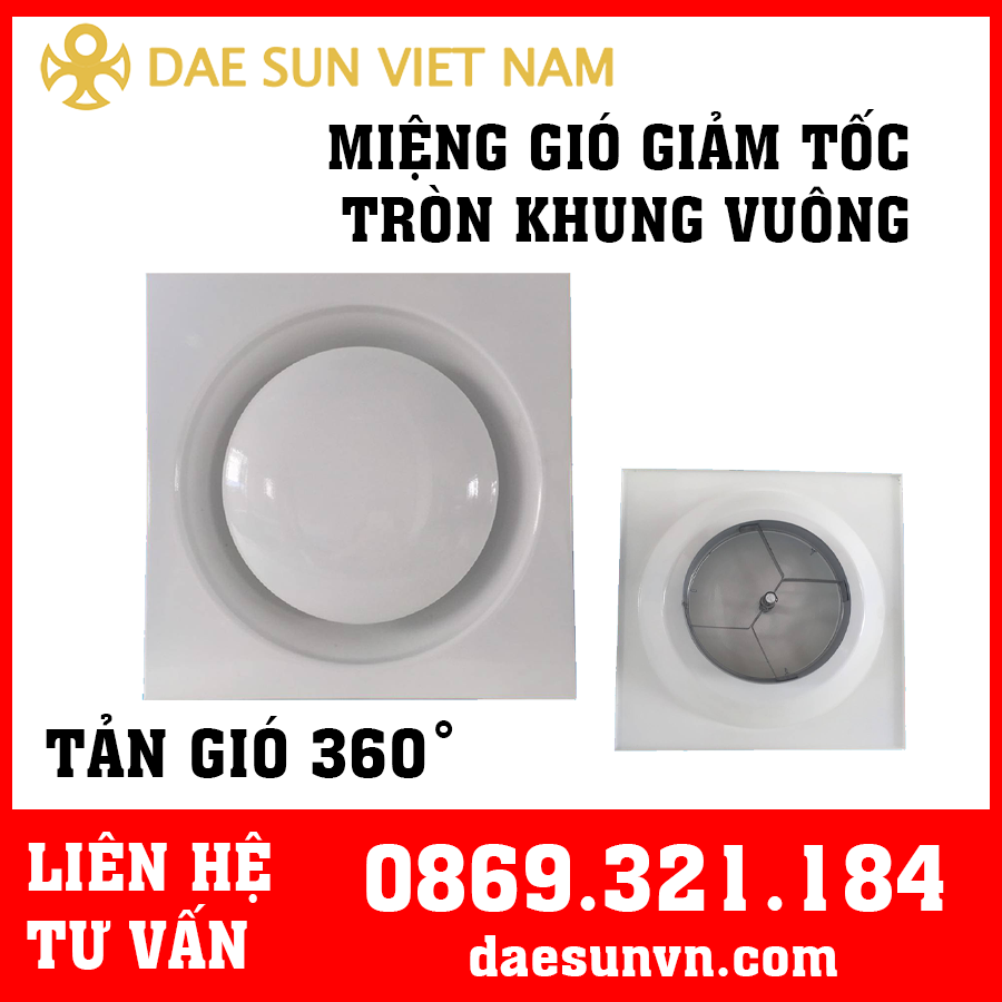 Miệng Gió Khuếch Tán Giảm Tốc Vuông Đĩa Tròn 460x460 Từ Thép Gia Công ...