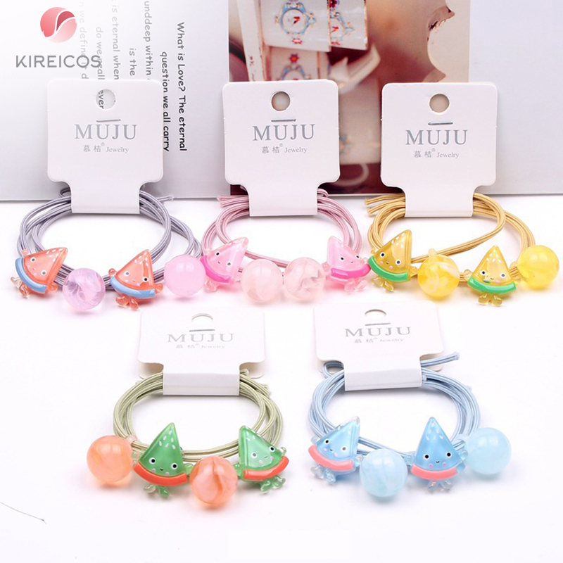 [HCM]Set 2 Sợi Dây Cột Cột Tóc Cho Bé Hình Trái Cây B329