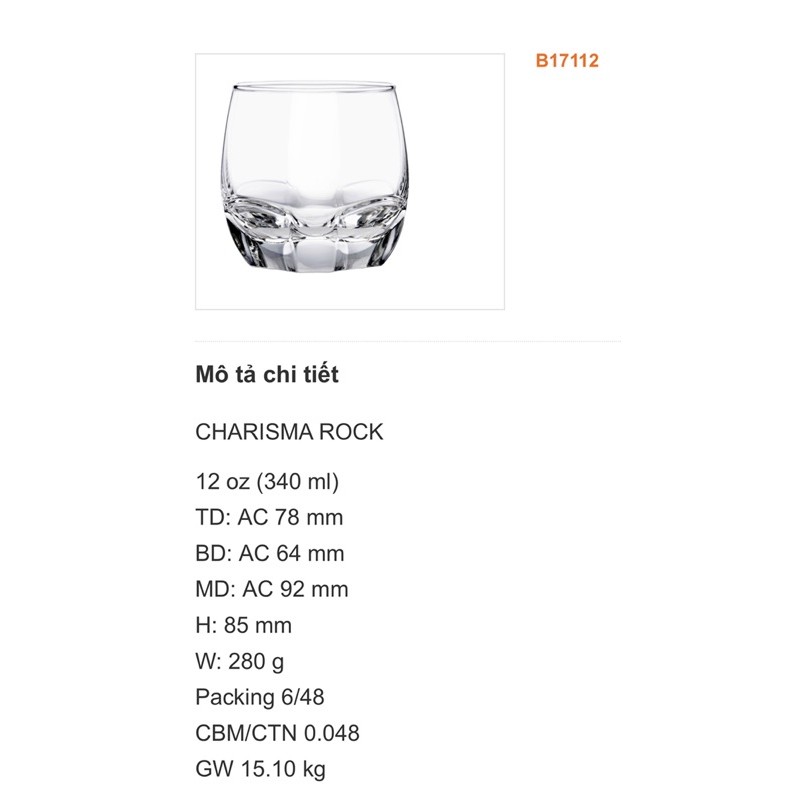 [HCM]Bộ 6 Ly Ocean Charisma Rock 340ml (B17112)