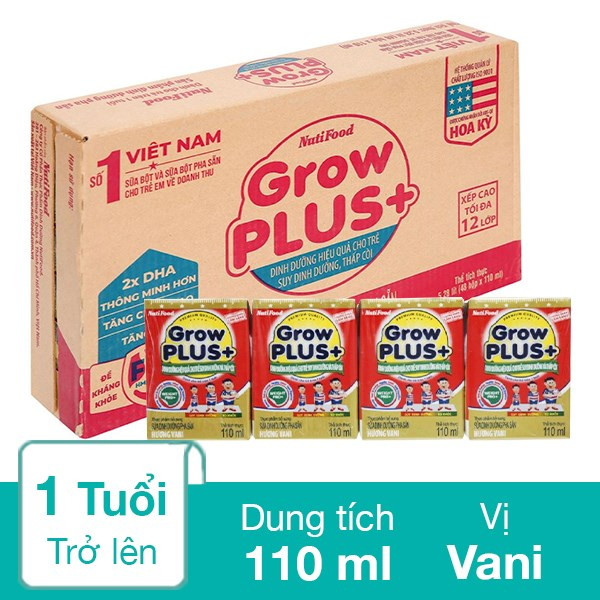 (Expiration Date May 2026) (New Model) Combo 2 Boxes of 96 Boxes of Nutifood Growplus+ Ready-To-Drink Milk for Malnourished Children 110ml Red.