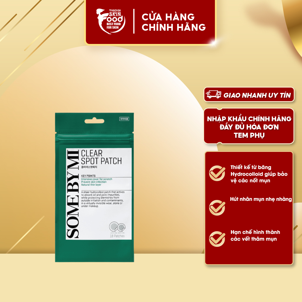 Miếng dán hỗ trợ giảm mụn "thần kỳ' some by mi clear spot patch