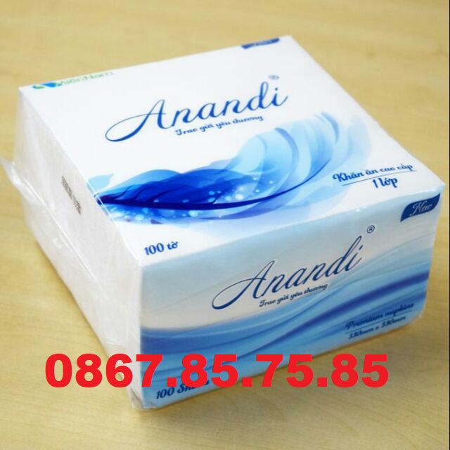 Paper towel square Anandi, napkin premium (100tờ), packaging Nguyen
