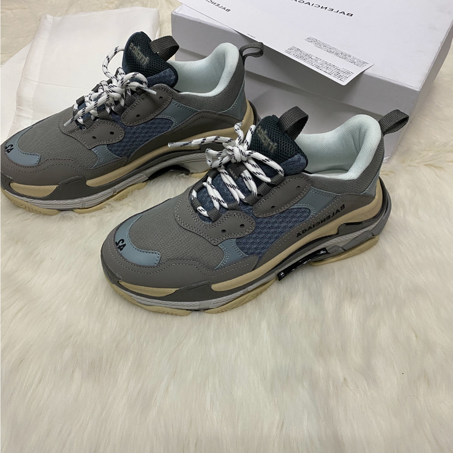 [Full Box & Tặng Vớ] Giày thể thao Sneaker Balenciga TripleS Ghi bạc