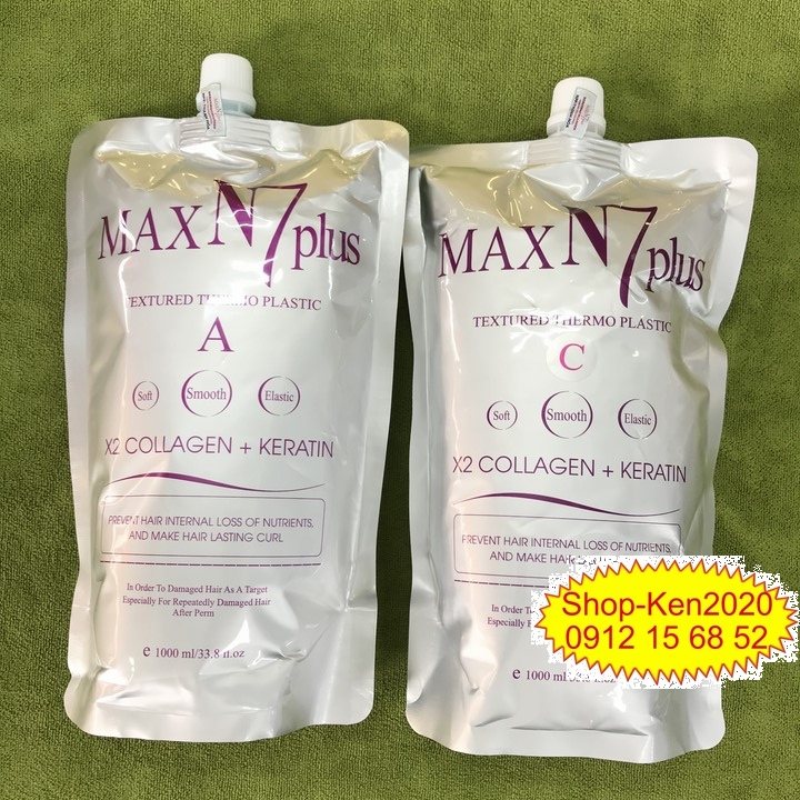 [Túi lẻ] Uốn duỗi ép dập tóc Max N7 Plus Collagen Keratin 1000ml (A-B-C)