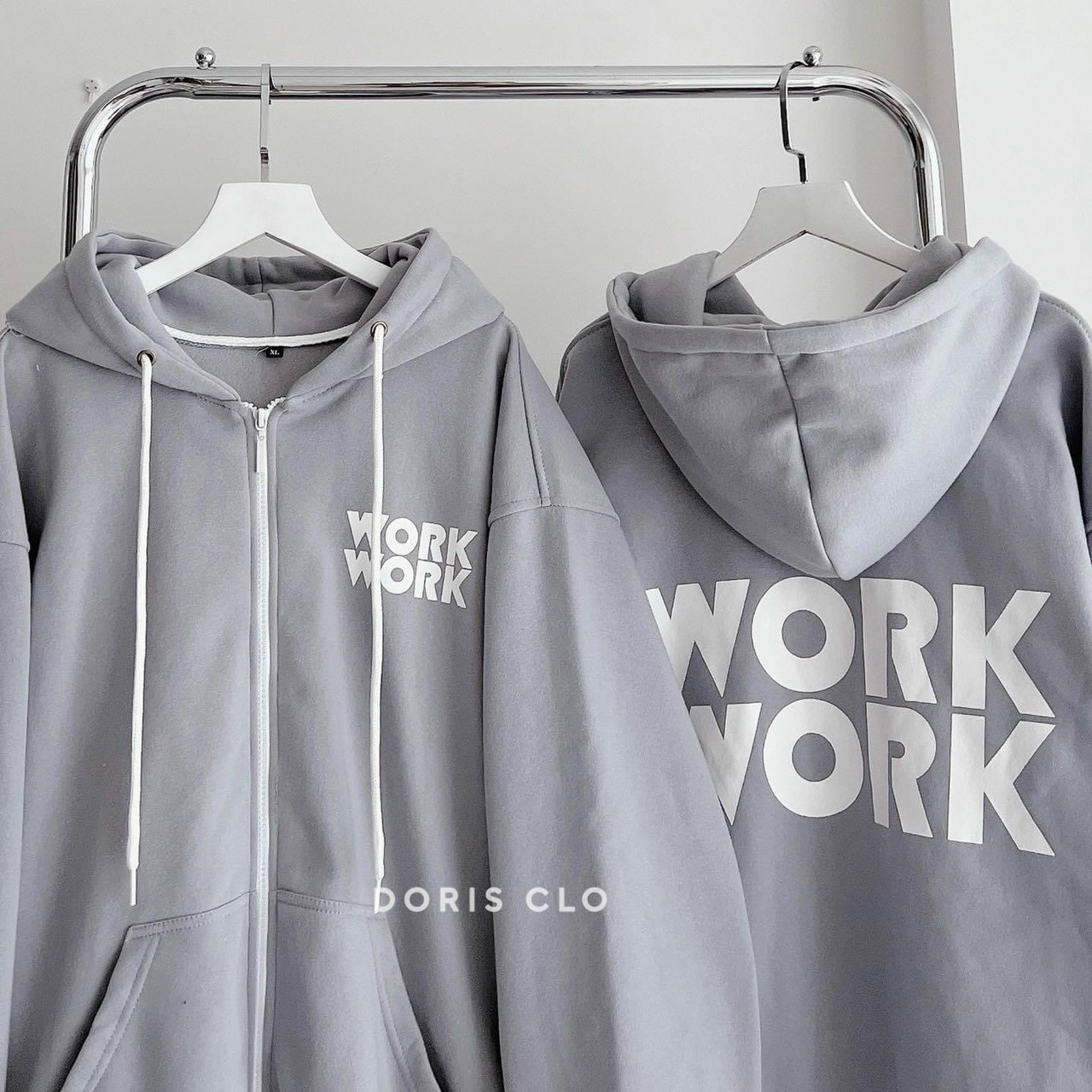 ÁO KHOÁC THU ĐỘNG FORM RỘNG BASIC LOGO NỔI BẬT WORK WORK FORM RỘNG THOẢI MÁI