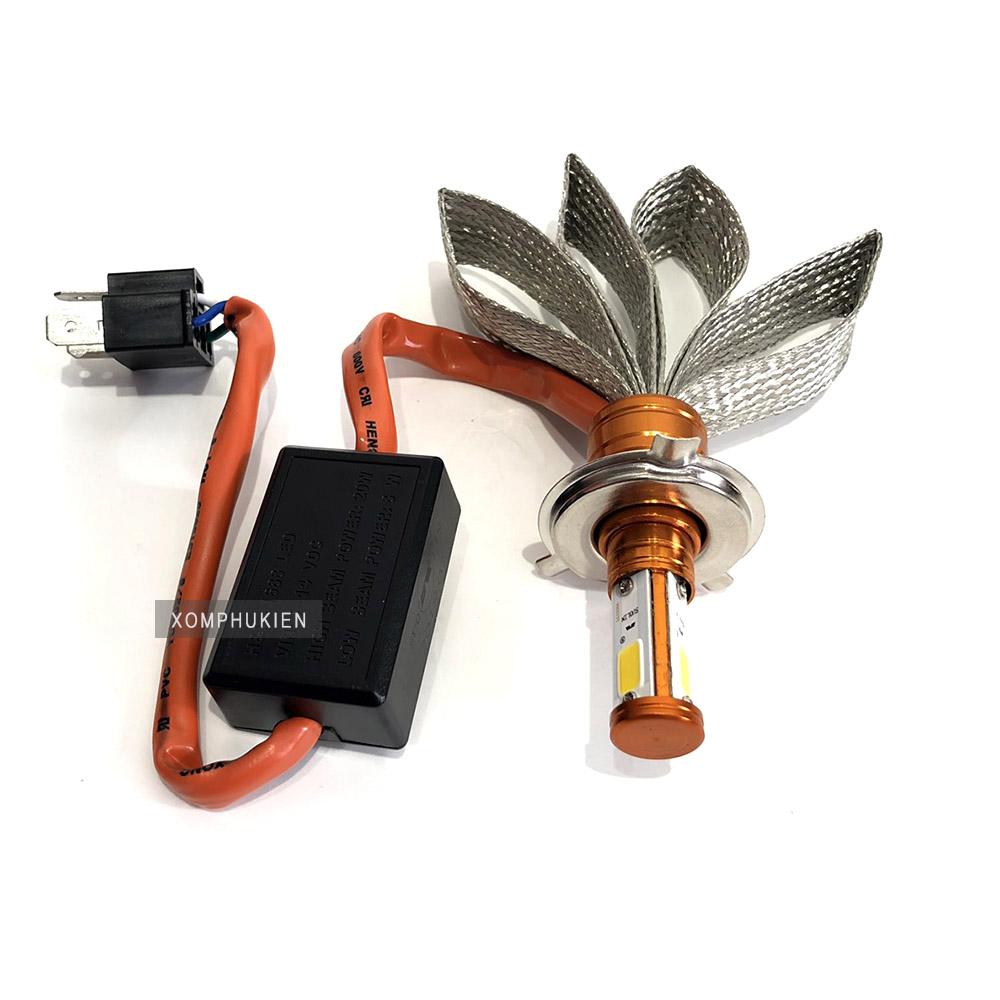 [HCM]Đèn Pha Led 3 tim H4 Râu Vàng Nắng [ 1 Chiếc ]
