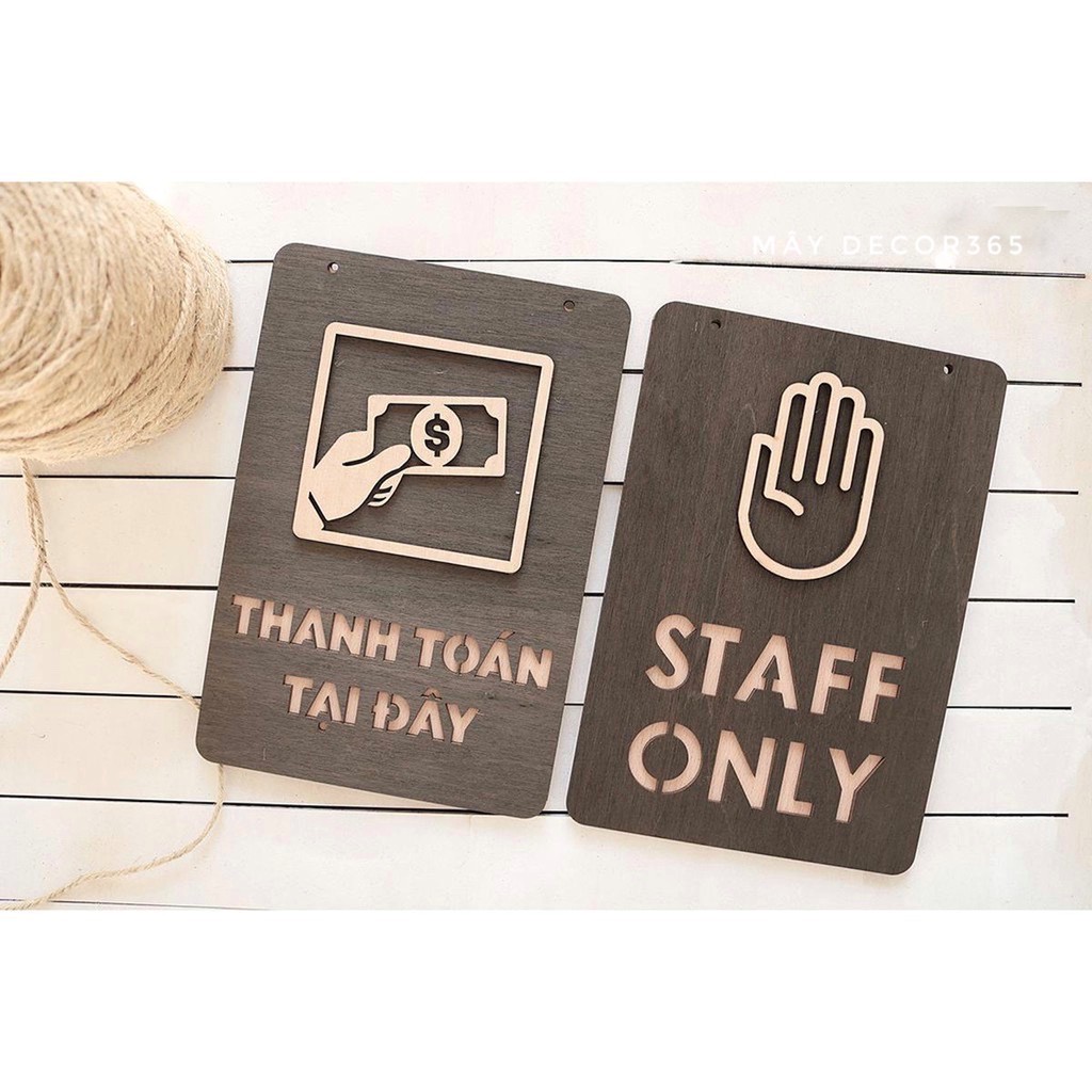 Bảng gỗ decor OPEN CLOSE nhiều mẫu,tặng 2 móc dán .