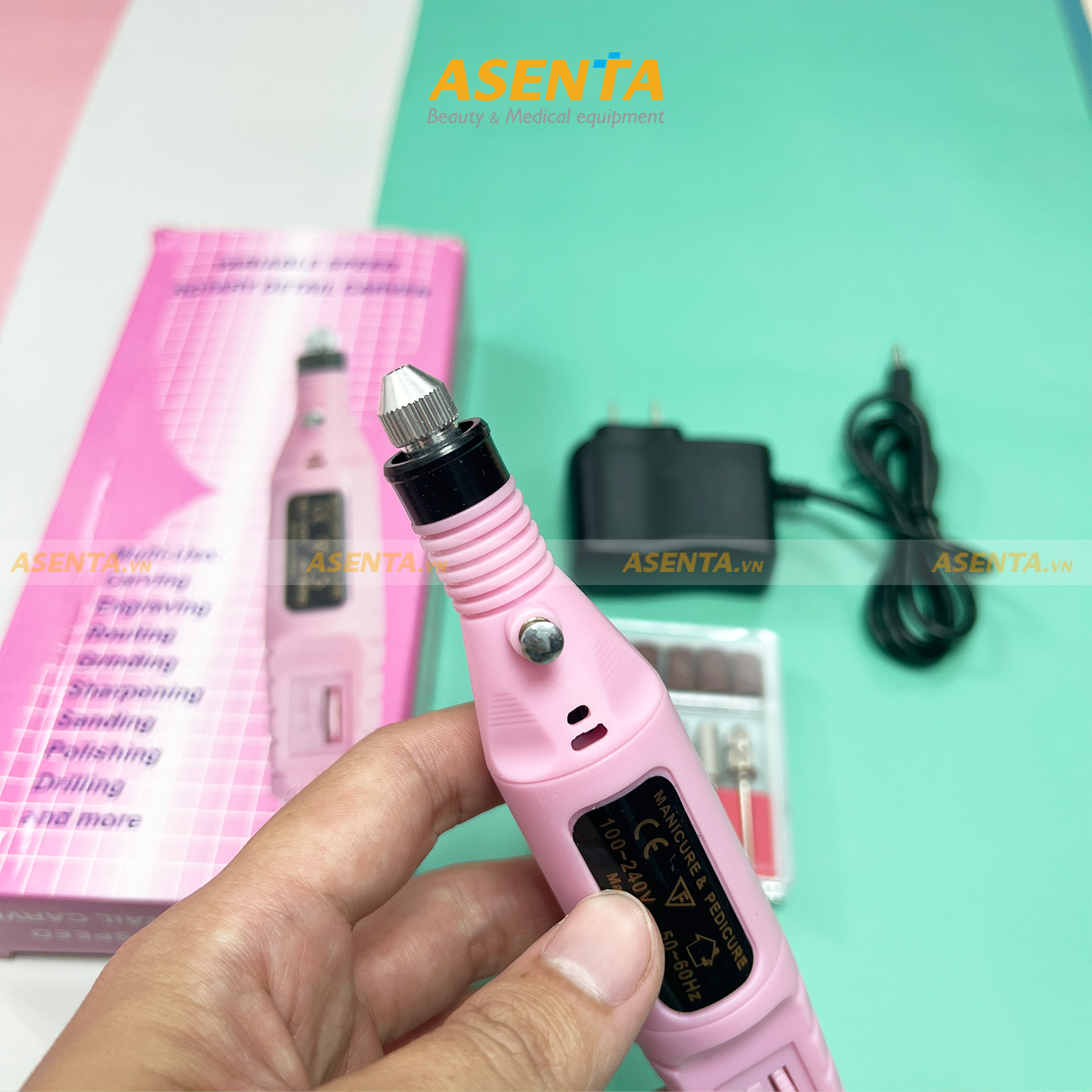 Máy mài móng nail mini, máy mài móng mini cầm tay mini Asenta (Chính hãng)