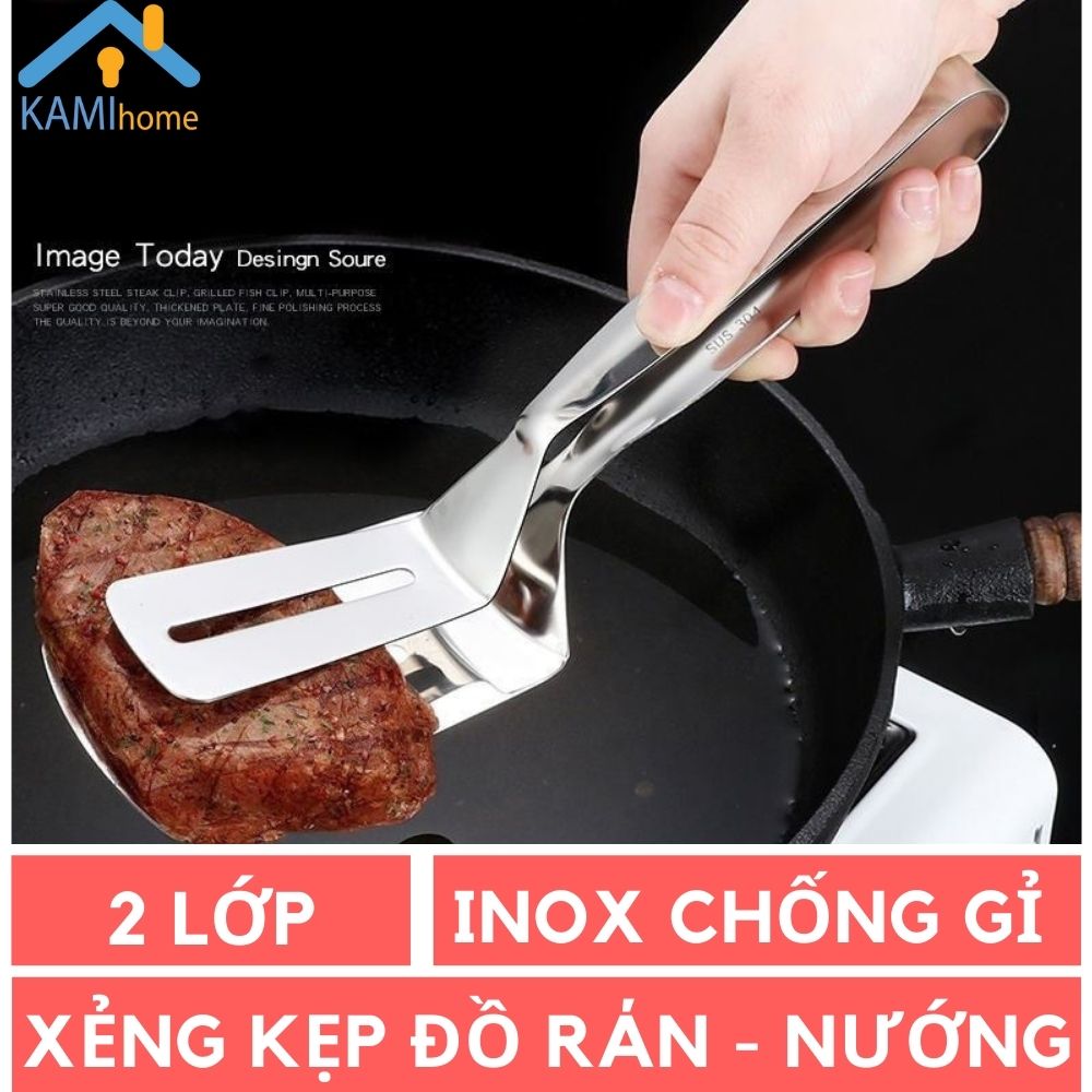Xẻng lật đồ ăn kẹp Inox chống gỉ chuyên dùng Rán Nướng Xúc Pizza tiện lợi mã 20059