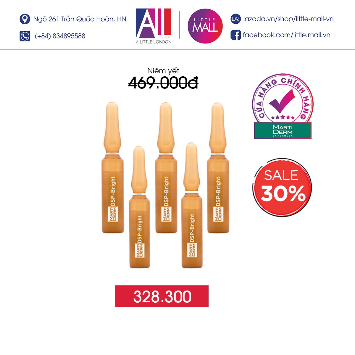 Set tinh chất dưỡng sáng, giảm đốm nâu MartiDerm Pigment Zero DSP Bright (Nhập khẩu)