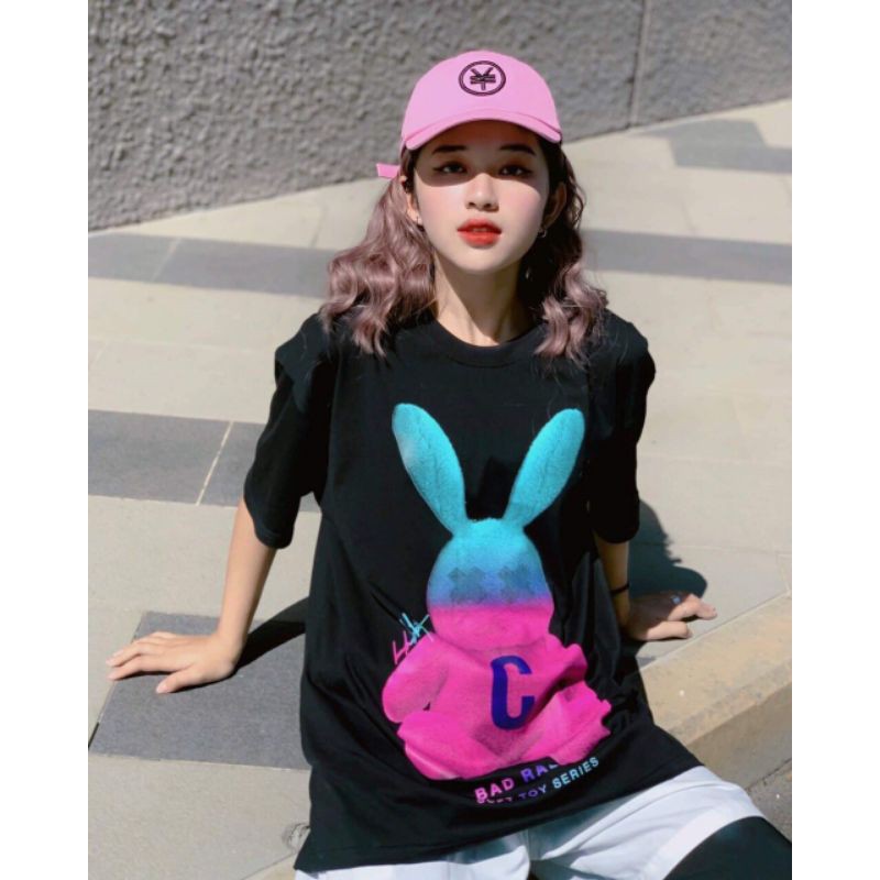 [HCM]Áo thun 3D form rộng tay lỡ in Rabbit