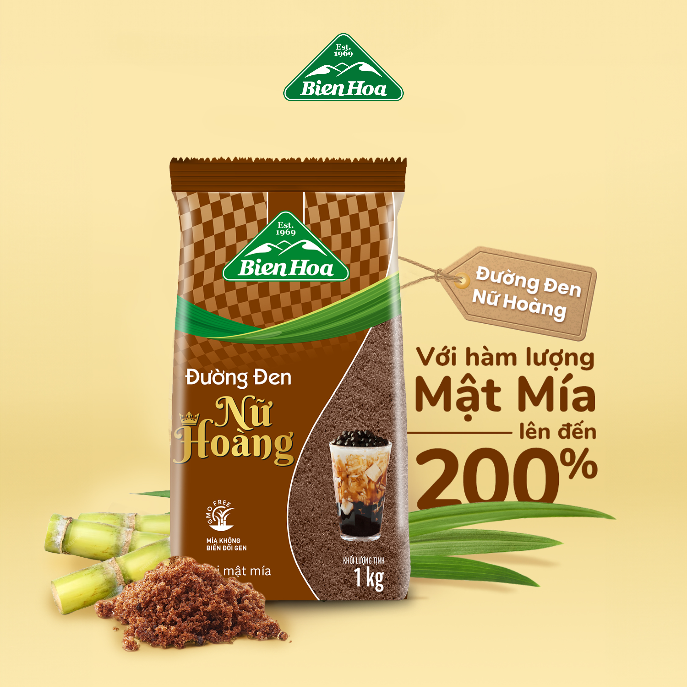 Đường đen nữ hoàng Biên Hòa 1kg/túi