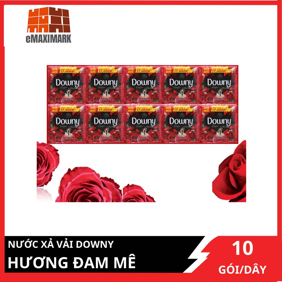 NƯỚC XẢ VẢI DOWNY HƯƠNG ĐAM MÊ DÂY 10 GÓI (20ML/GÓI)