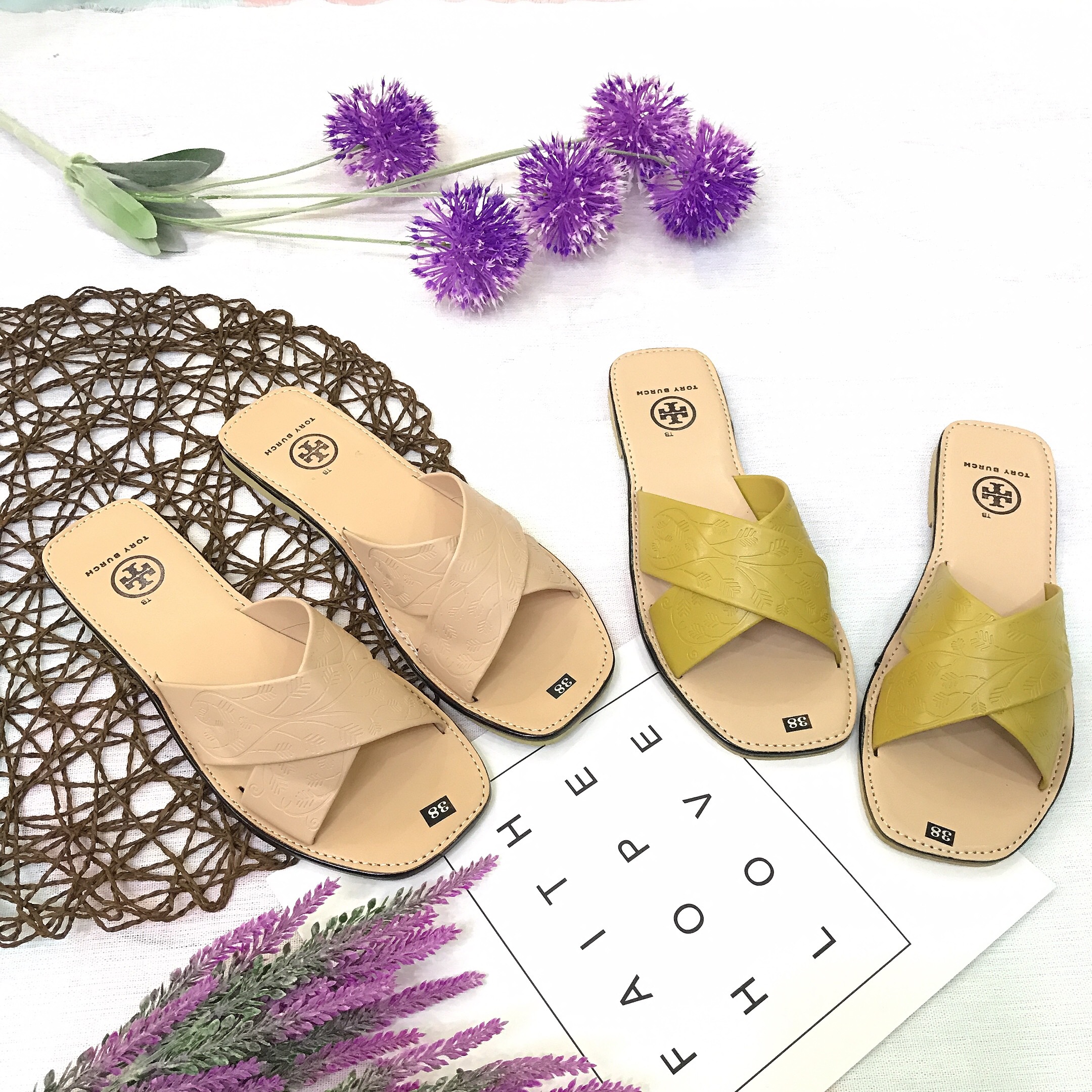 [Hoàn tiền 15%]{Hình thật} DL10-Dép nữ quai chéo sang chảnh