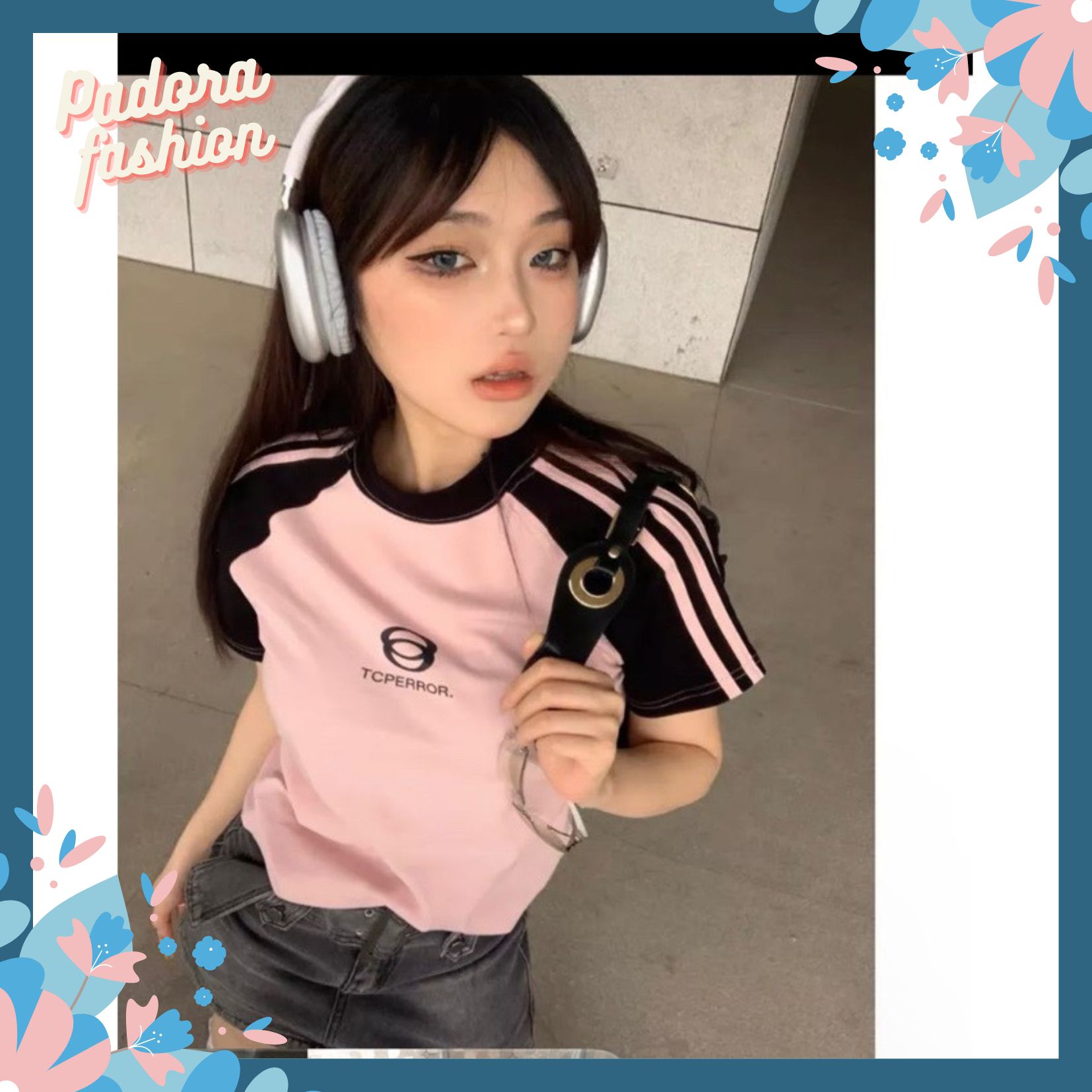 Áo babytee nữ áo thun nữ hồng phối đen Padora-A36