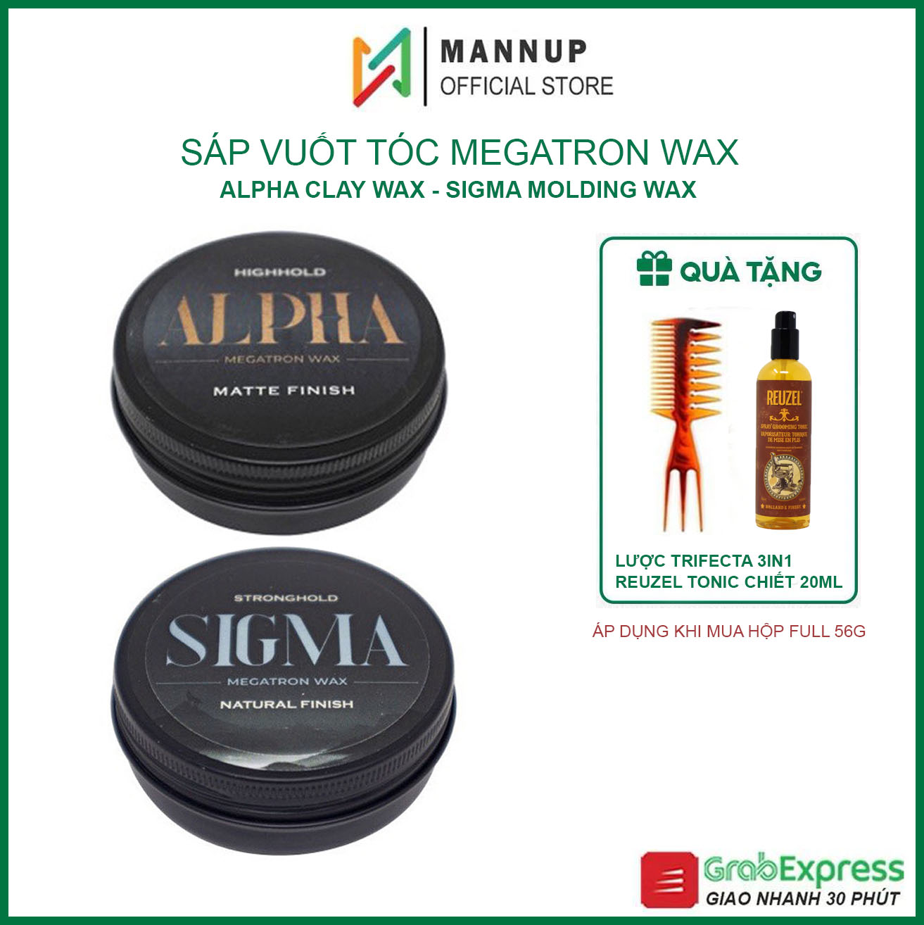 [HCM]Sáp Vuốt Tóc Alpha Clay Wax & Sigma Molding Wax 56gr