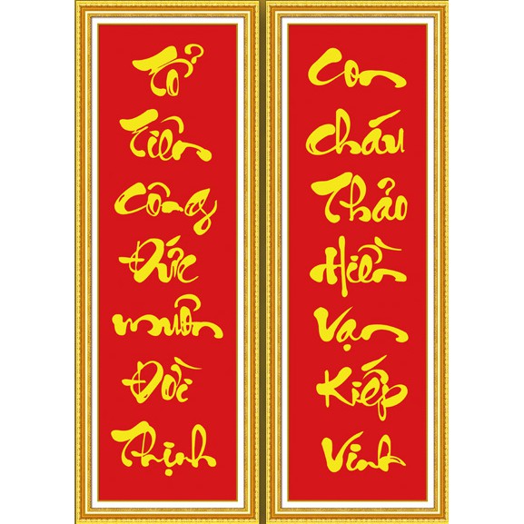 Tranh đính đá 5d câu đối . kích thước: 70cm x 1m