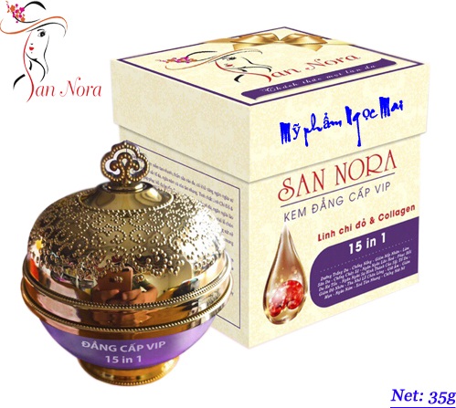 Kem dưỡng trắng da chống nắng San Nora 15 IN 1 Tinh Chất Linh Chi Đỏ Và Collagen đẳng cấp Vip (35g)