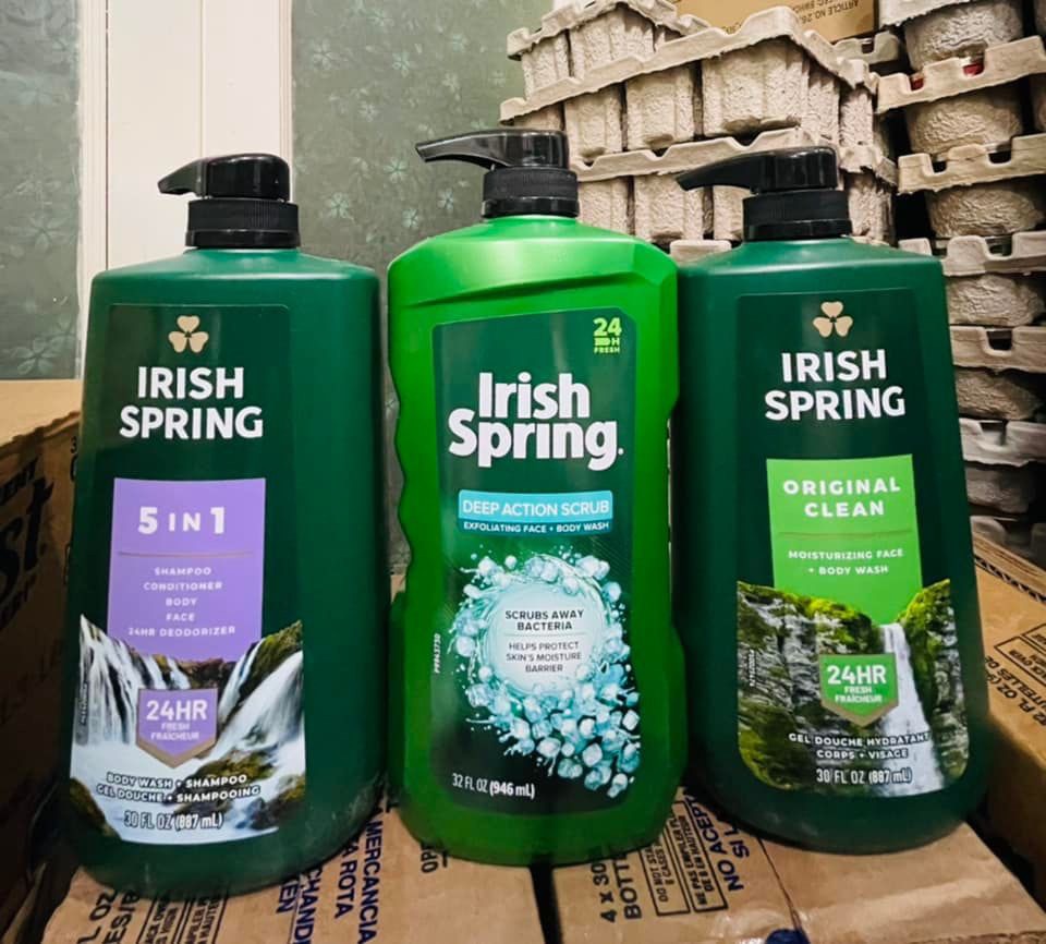 (TRỌN BÔ) SỮA TẮM GỘI IRISH SPRING CỦA MỸ 887ML VÀ 946ML