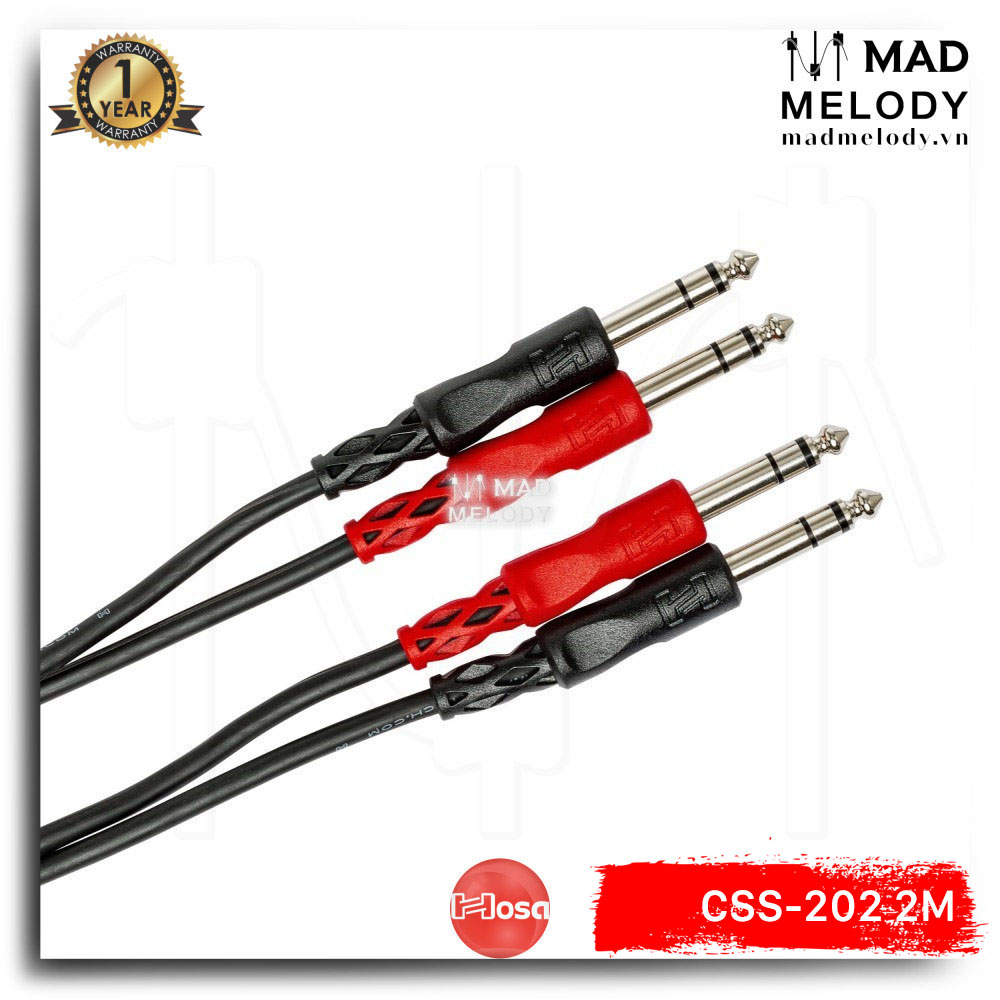 Hosa Stereo Interconnect CSS-202 (2m) (2 1/4in TRS - 2 1/4in TRS) [Dây cáp tín hiệu đôi 2 đầu 6ly TRS, NEW]