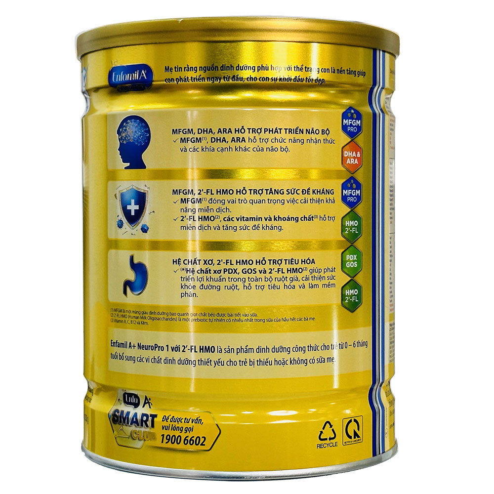 Sữa Enfamil A+ 1 DHA+ MFGM Pro 830G (trẻ 0-6 tháng)
