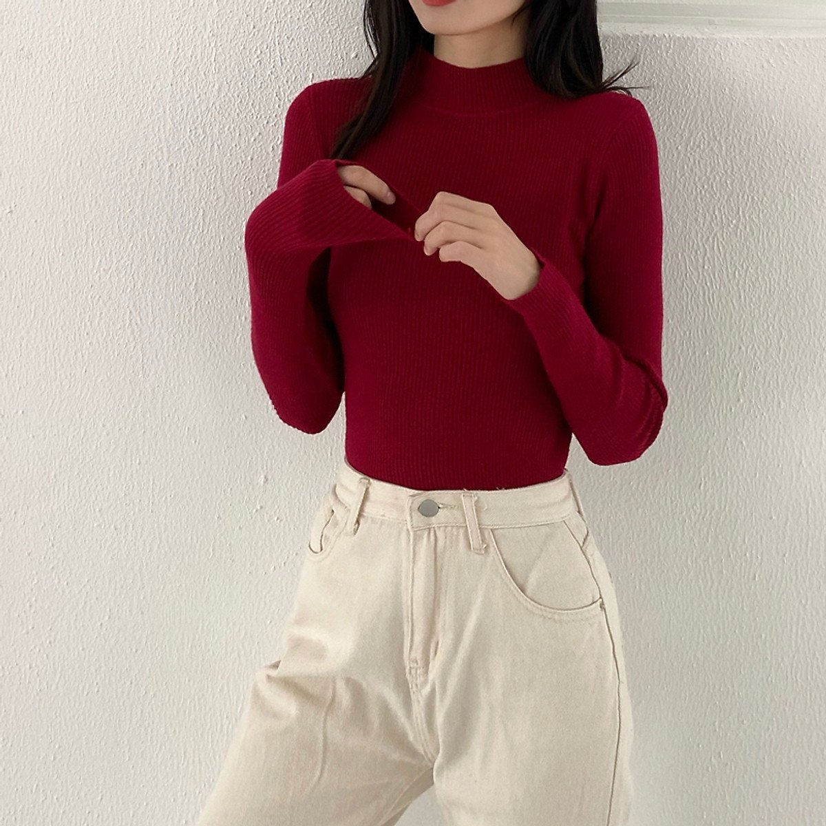 ÁO LEN CỔ 3 PHÂN cao cấp lên dáng ôm cực xinh áo len không xù basic dễ phối đồ