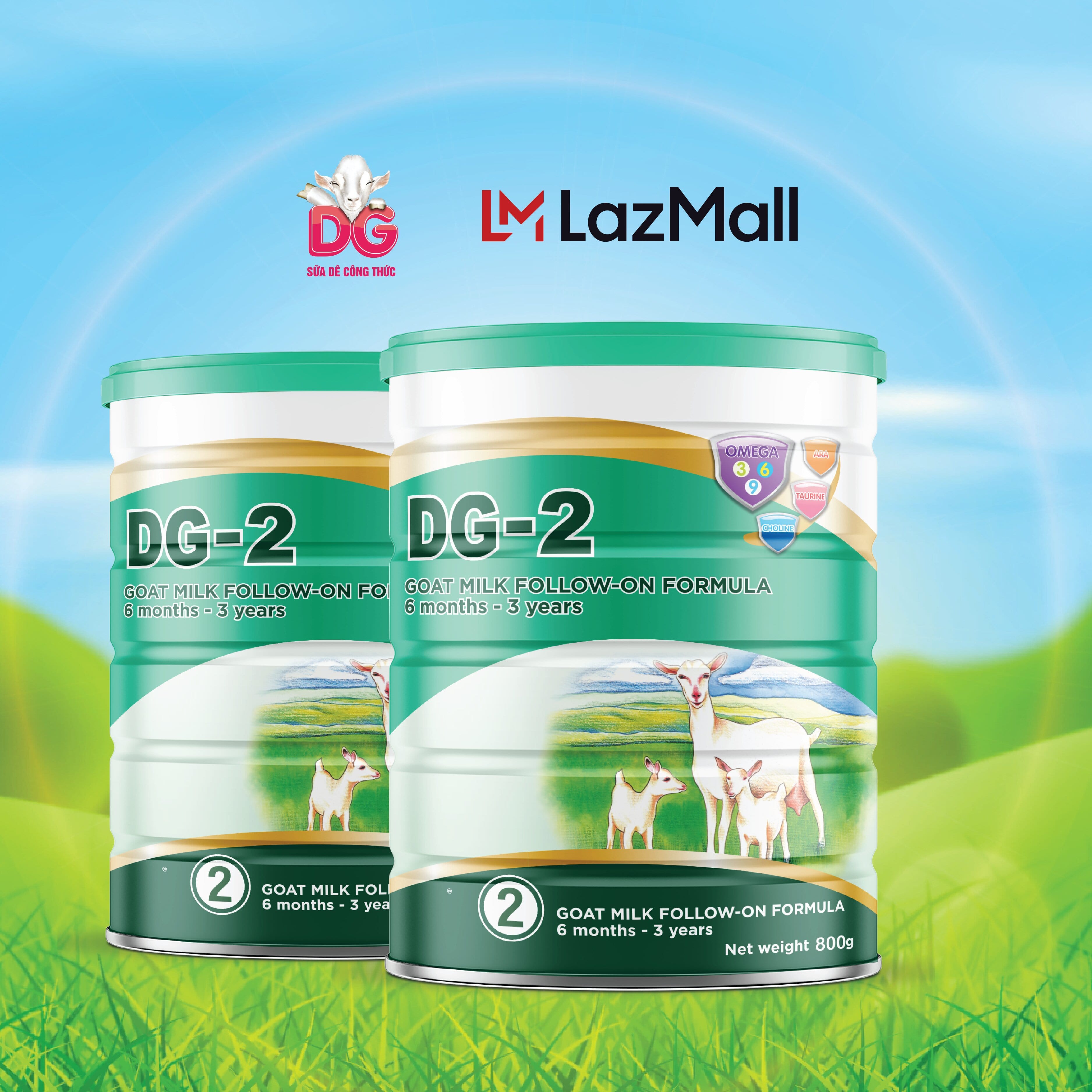 [Tặng 1 lon DG-3, HSD 10/2025] Sữa Dê Công Thức DG-2 800g [HSD 07/2026]