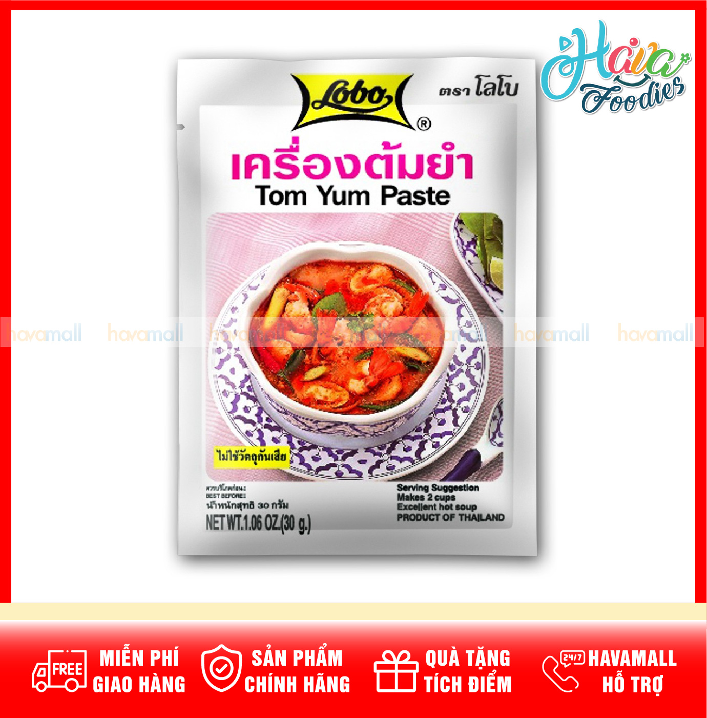 Gia vị lẩu thái tom yum paste lobo gói 30gr