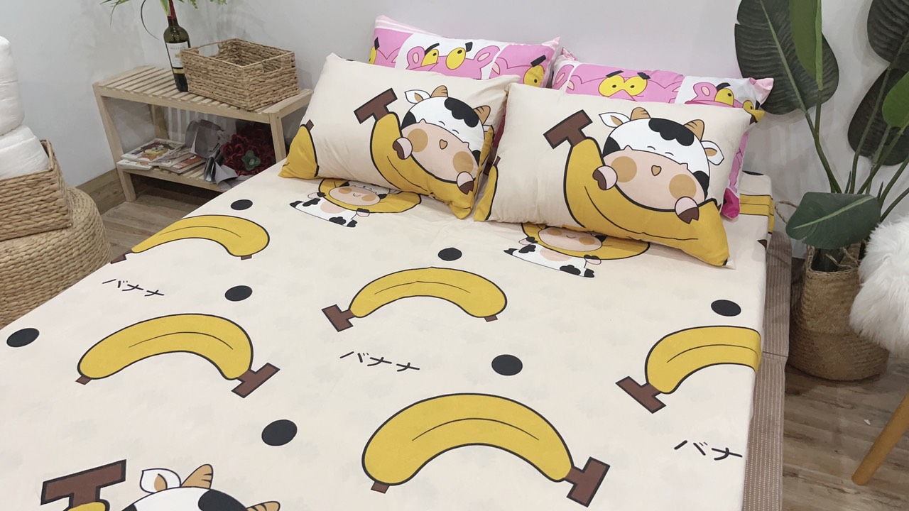 Set Ga Gối Mẫu Bò Sữa Chuối Mã P53