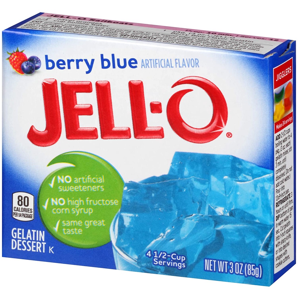 Bột Râu Câu Jell-O Berry Blue Gelatin Dessert Powder 85gr