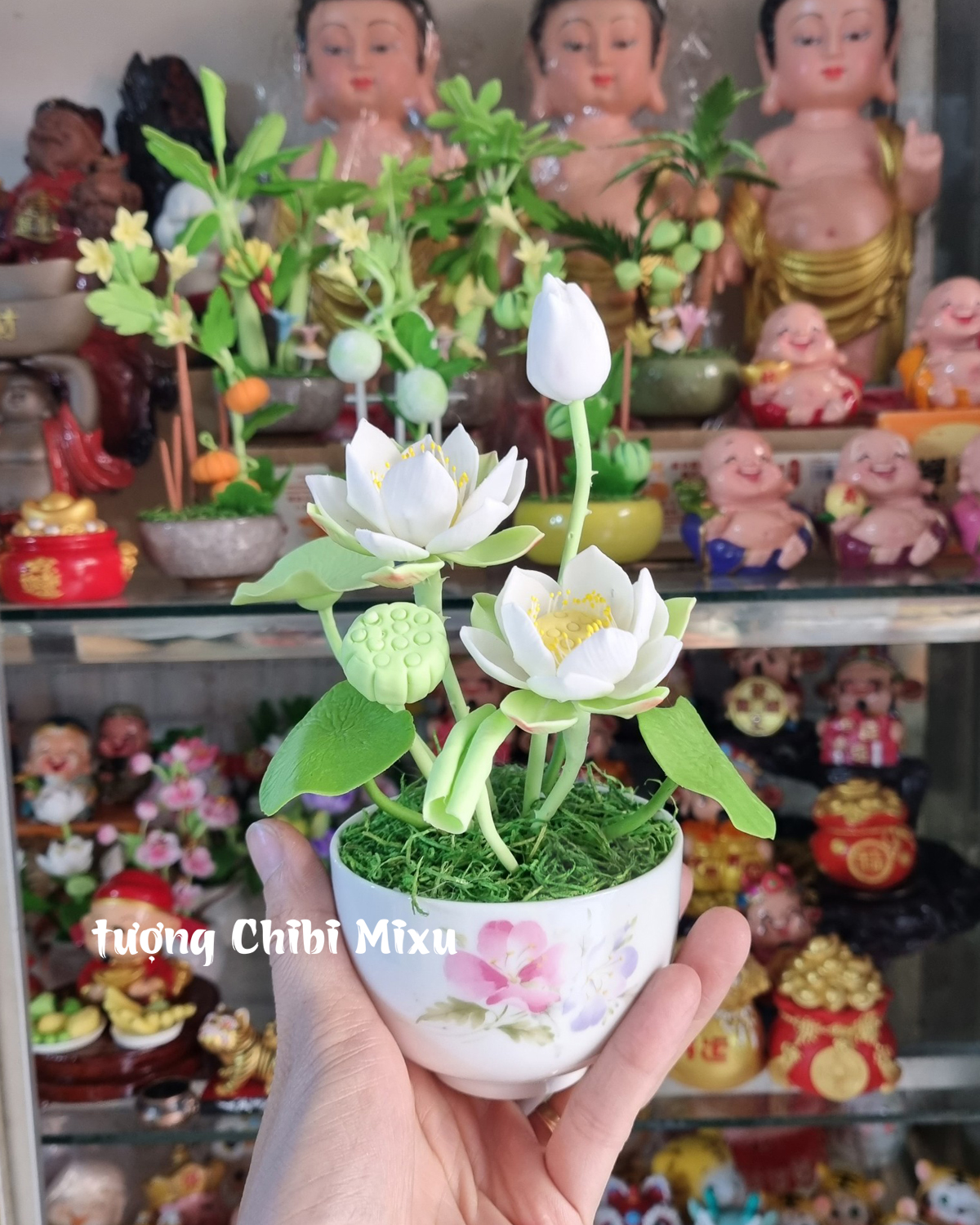 Chậu hoa sen bằng đất sét Nhật 20cm