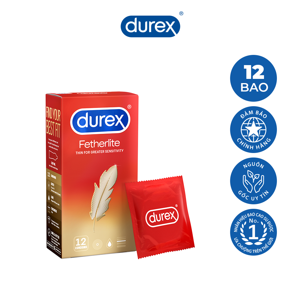[HCM]Bao cao su siêu mỏng Durex Fetherlite hộp 12 cái
