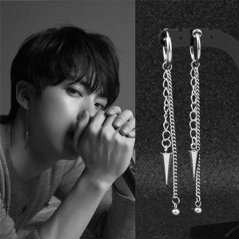 韩版BTS防弹少年团金泰亨金硕珍JIN同款耳钉简约几何耳夹男女配饰