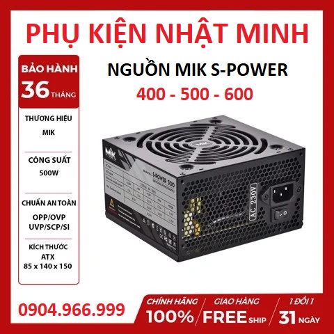 Nguồn máy tính PC MIK S-Power 400W, 500W