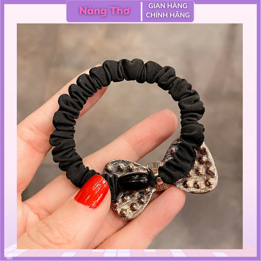 Dây cột tóc đính đá hình nơ lấp lánh sang trọng cho nữ