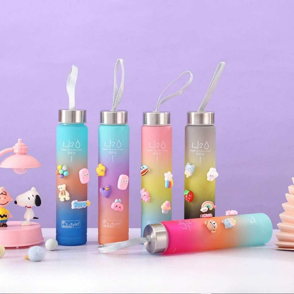 Bình nước nhựa mini 300ml có quai xách - bình nước cầu vồng 300ml bình mẹ con