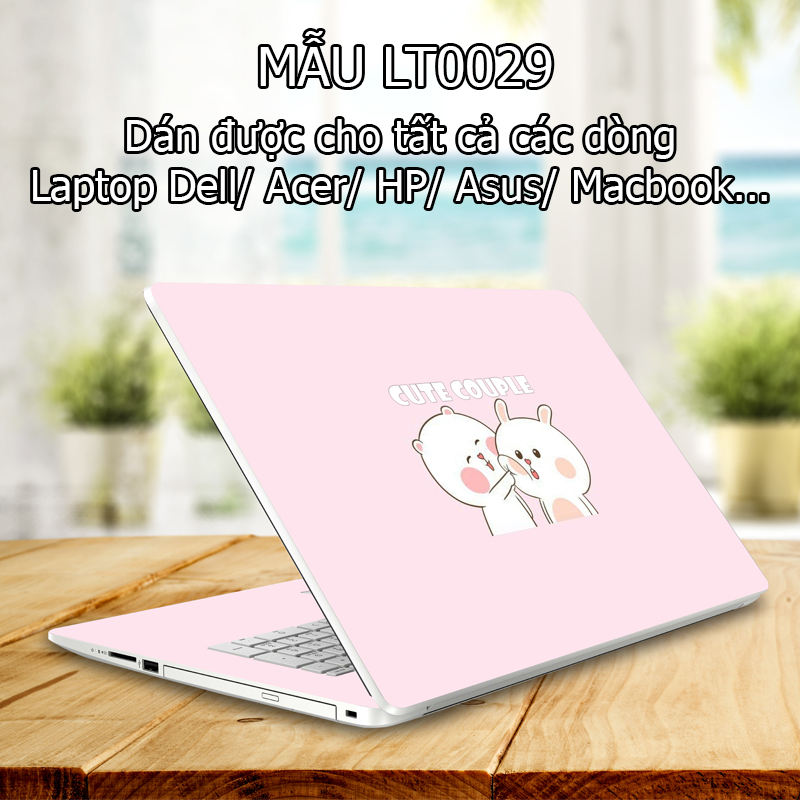 Miếng Dán Laptop - Mẫu LT029 hình thỏ cute - Dán cho Dell, Hp, Asus, Lenovo, Acer, MSI, Surface,Vaio, Macbook