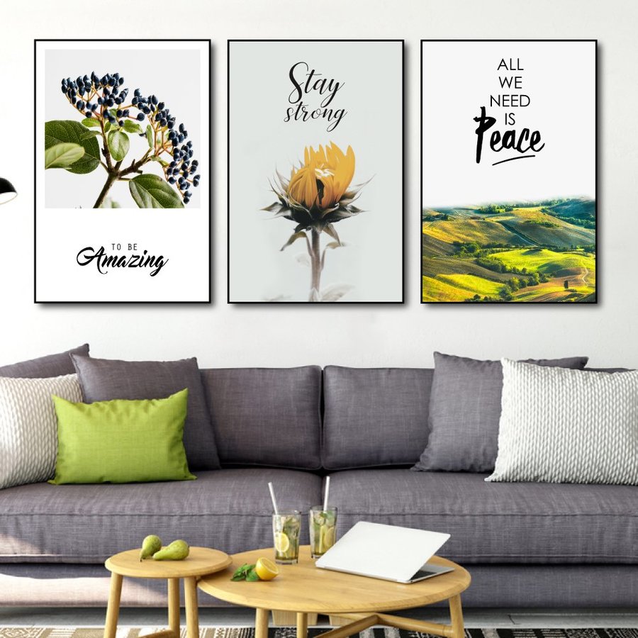 Xưởng HCM Bộ tranh treo tường nghệ thuật đương đại 15 mẫu tranh treo tường phong cảnh hoang dã - Tranh treo tường tráng gương