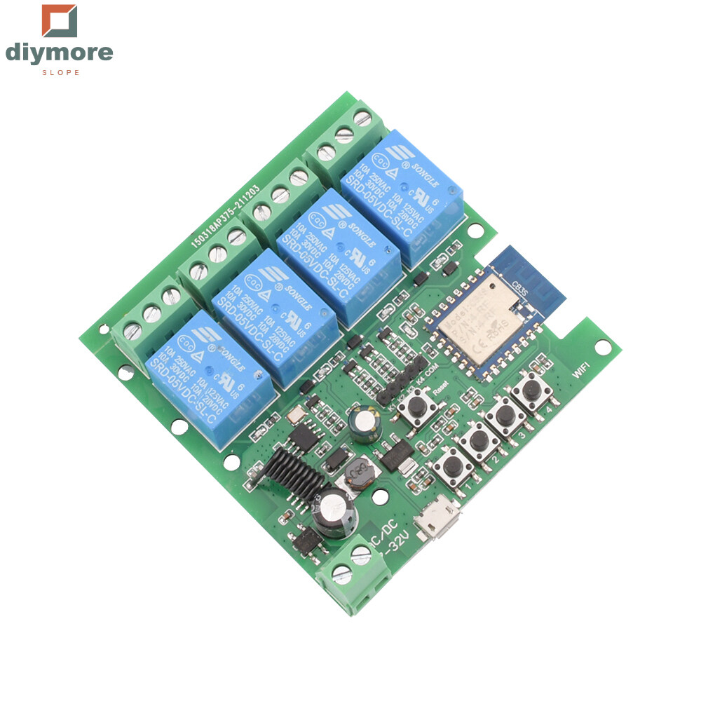 Ziqqucu  dốc USB5V/DC7-32V 4 chiều wifi Bộ hỗ trợ điều khiển từ xa mô-đun chuyển đổi hỗ trợ từ xa tuya ứng dụng điều khiển Wifi + 433Mhz điều khiển từ xa RF
