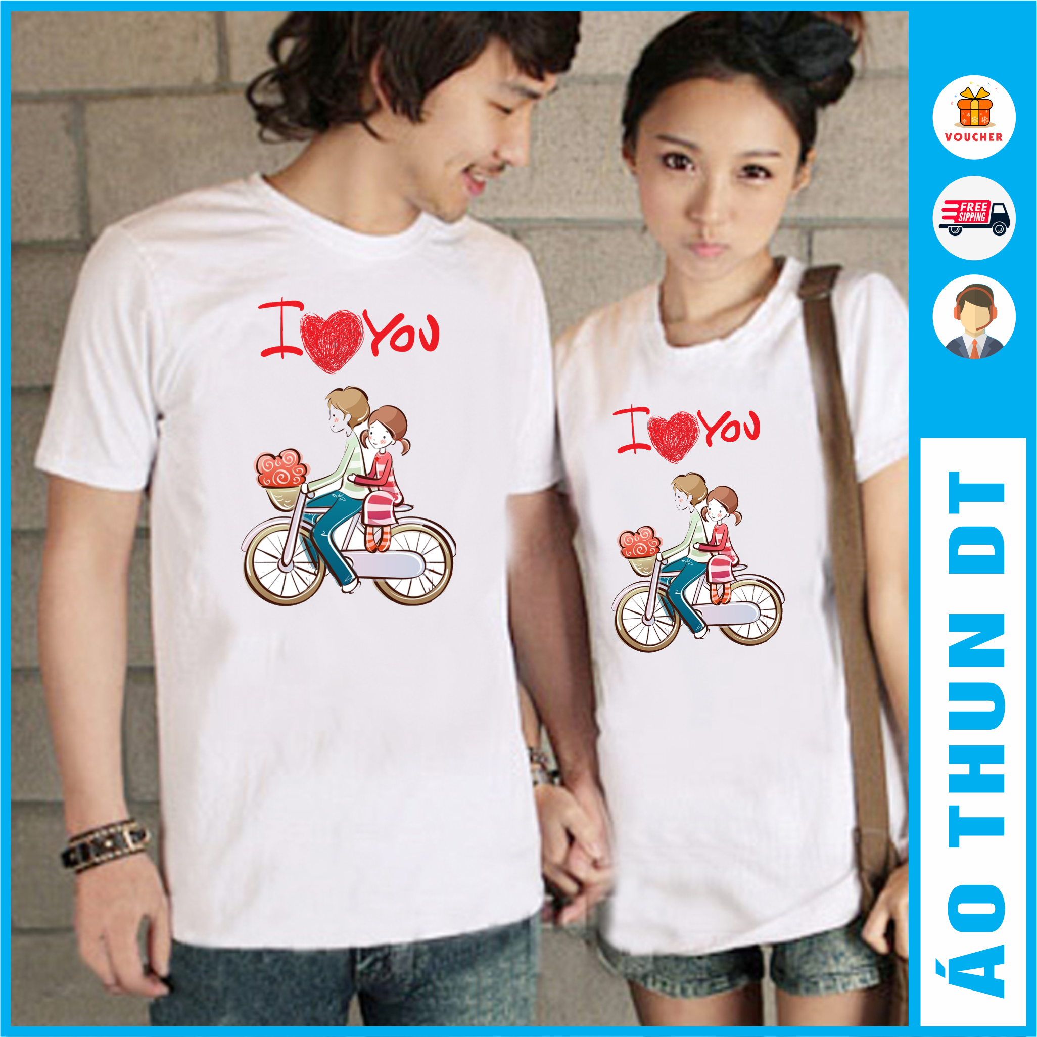 Áo đôi tình yêu - In hình xe đạp - 35K/Cái